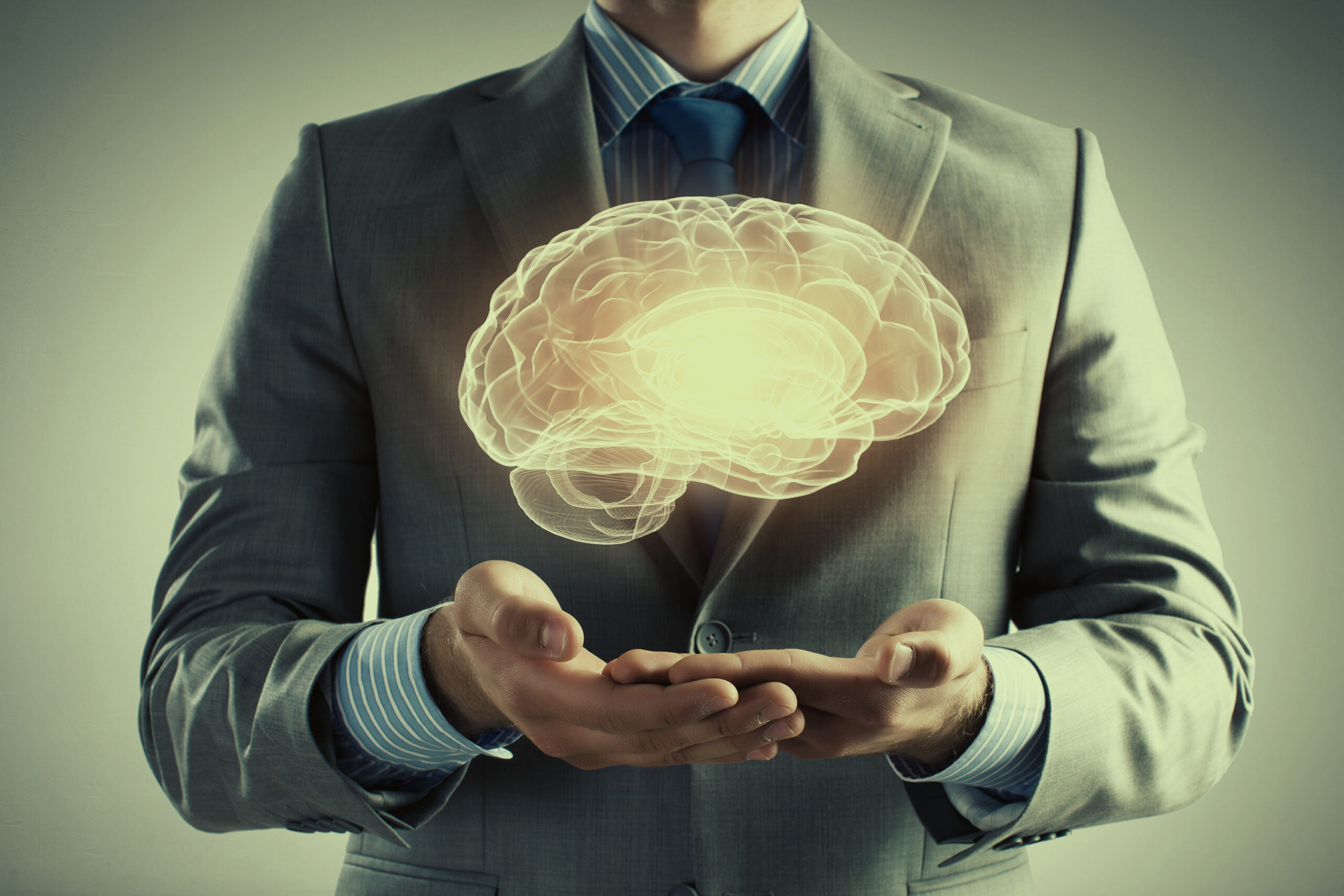 thought leadership, afbeelding van man met een digitaal brein